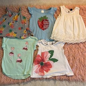 Bundle of 5 (size 4) summer girl T and sleeveless shirts